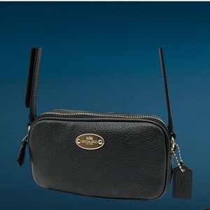 Coach Pebbled Leather Crossbody Pouch F53372 Black